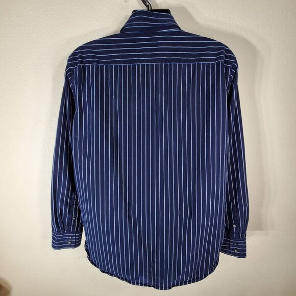 American Eagle Mens Blue & White Striped Shirt XL Button Down Premium Vtg Fit - Picture 8 of 10